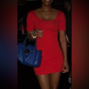 Red orange mini party dress